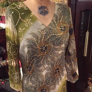 BEAUTIFUL PEACOCK PRINT mini-dress